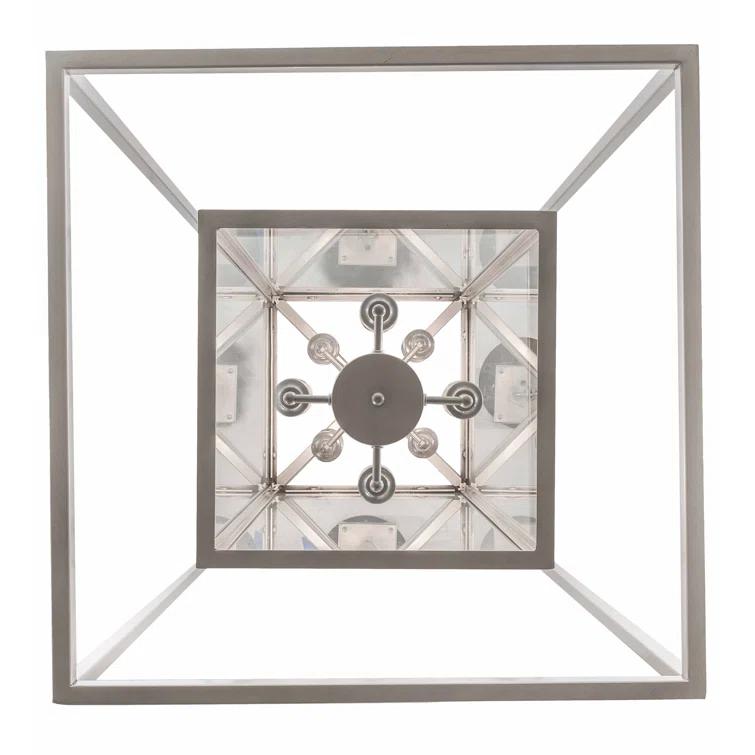 Elegant Nickel-Finish 8-Light LED Glass Chandelier for Indoor/Outdoor