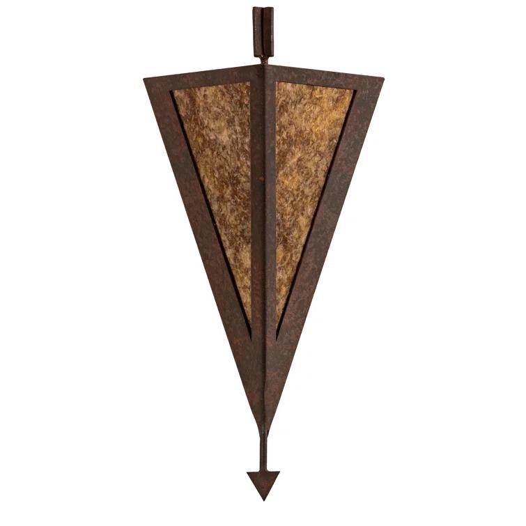 Rustic Amber Mica 1-Light Dimmable Wall Sconce in Rust Finish