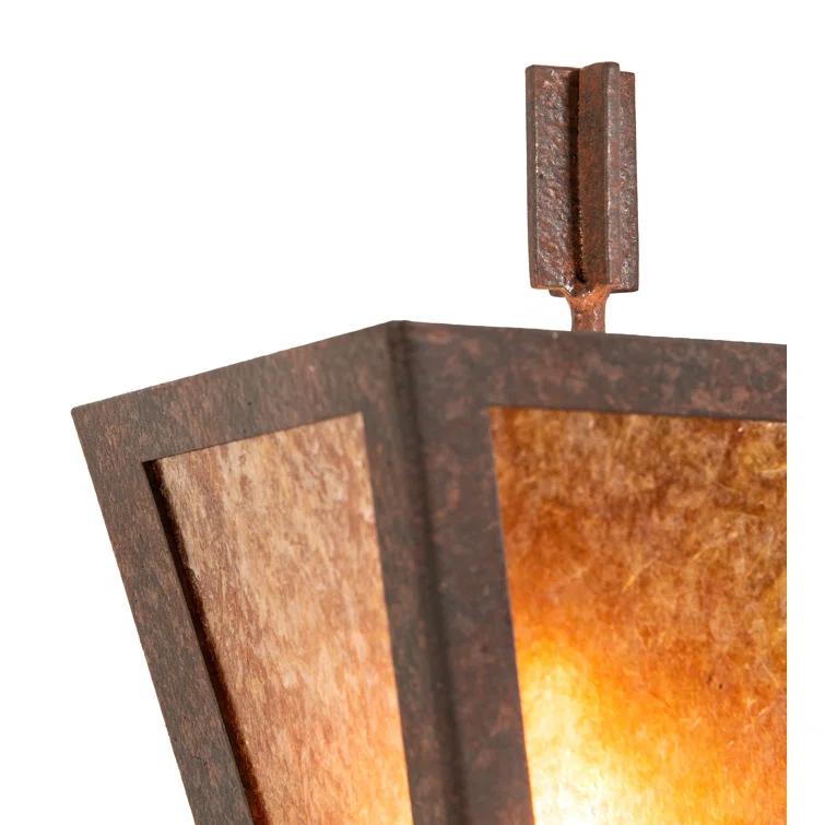 Rustic Amber Mica 1-Light Dimmable Wall Sconce in Rust Finish