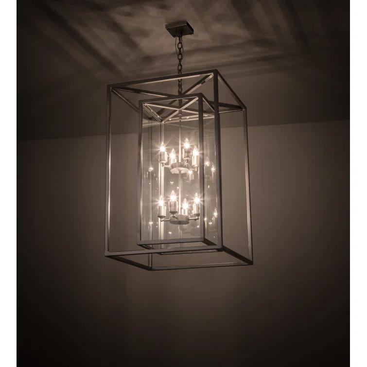 Elegant Nickel-Finish 8-Light LED Glass Chandelier for Indoor/Outdoor