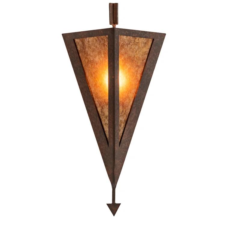 Rustic Amber Mica 1-Light Dimmable Wall Sconce in Rust Finish