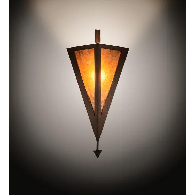 Rustic Amber Mica 1-Light Dimmable Wall Sconce in Rust Finish