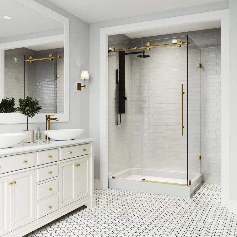 Elan E-class 48" W x 36" D x 82" H Sliding Frameless Shower Enclosure with 3/8" Clear Glass&Base