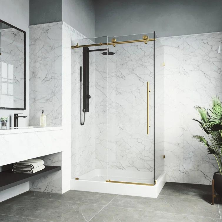 Elan E-class 48" W x 36" D x 82" H Sliding Frameless Shower Enclosure with 3/8" Clear Glass&Base