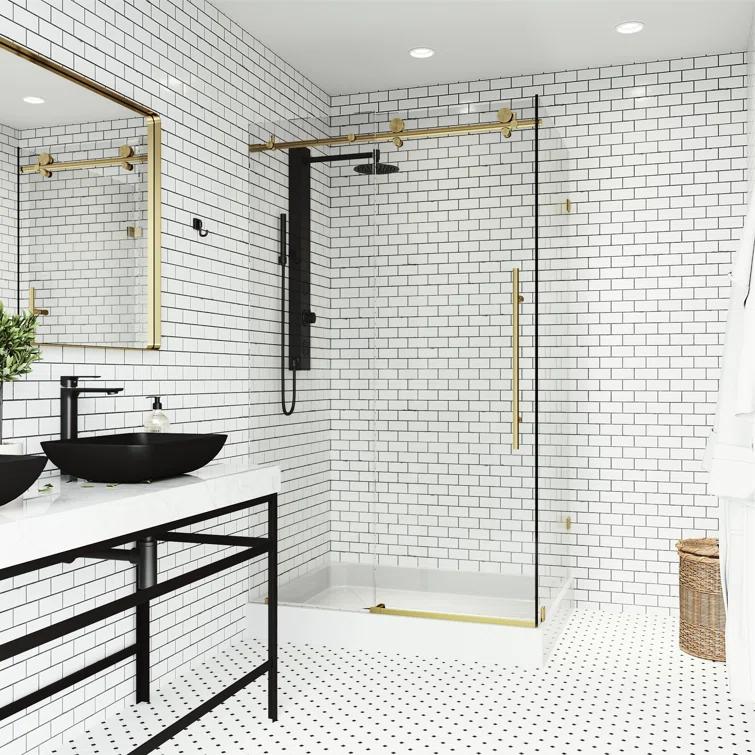 Elan E-class 48" W x 36" D x 82" H Sliding Frameless Shower Enclosure with 3/8" Clear Glass&Base