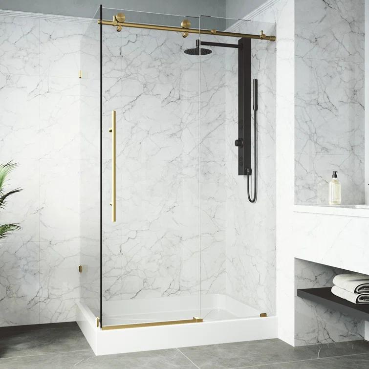 Elan E-class 48" W x 36" D x 82" H Sliding Frameless Shower Enclosure with 3/8" Clear Glass&Base