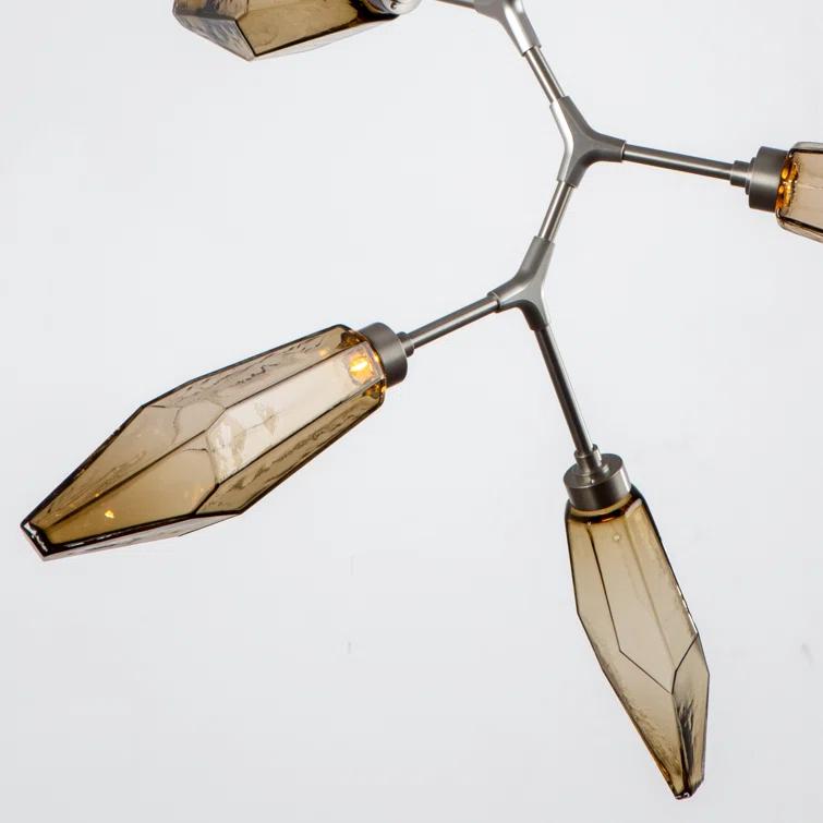 Rock Crystal 6 - Light Dimmable LED Modern Linear Chandelier