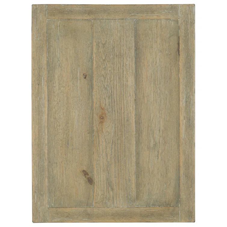 Beige Wood Rectangular End Table with Storage