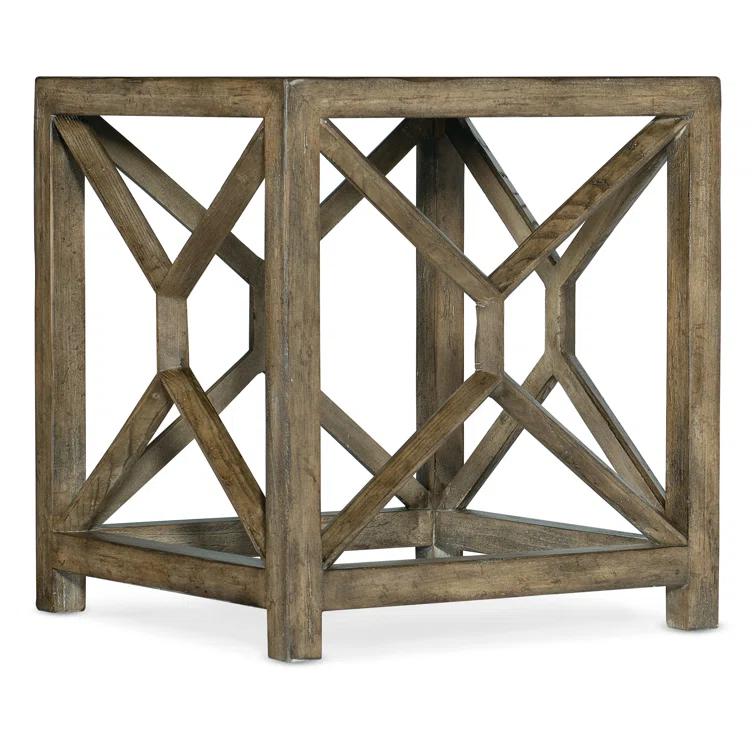 Sundance 22'' Brown Wood and Stone Transitional Square End Table