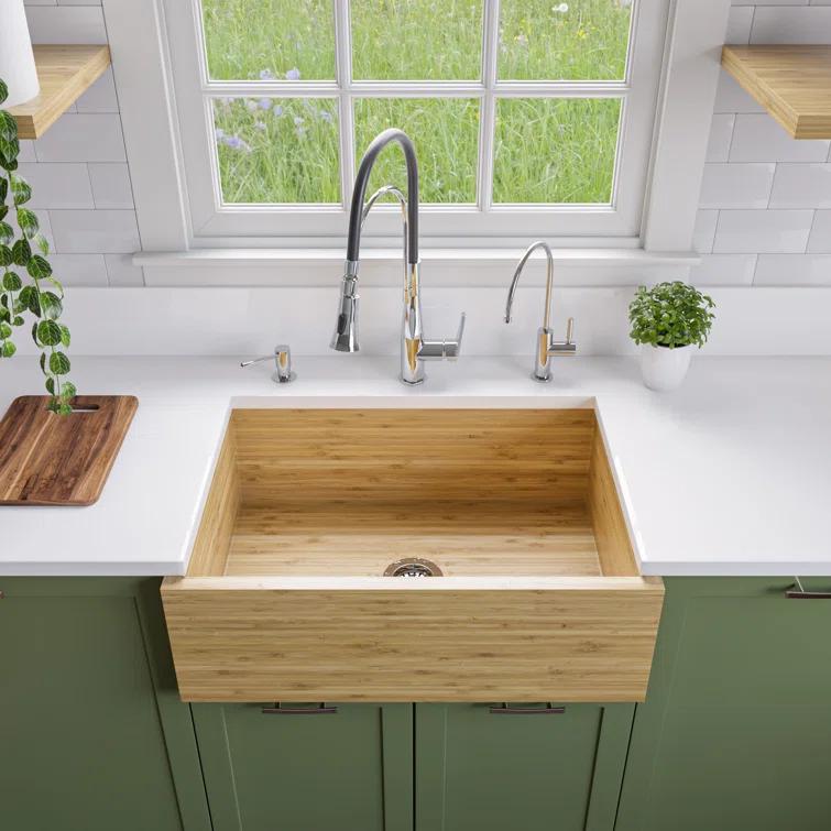 30'' L Farmhouse / Apron Single Bowl Bamboo Kitchen Sink