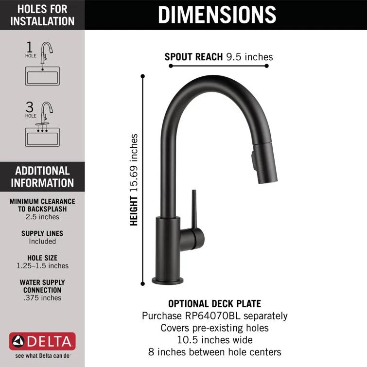 Trinsic Pull Down Sprayer Kitchen Sink Faucet, Single Handle Kitchen Faucet