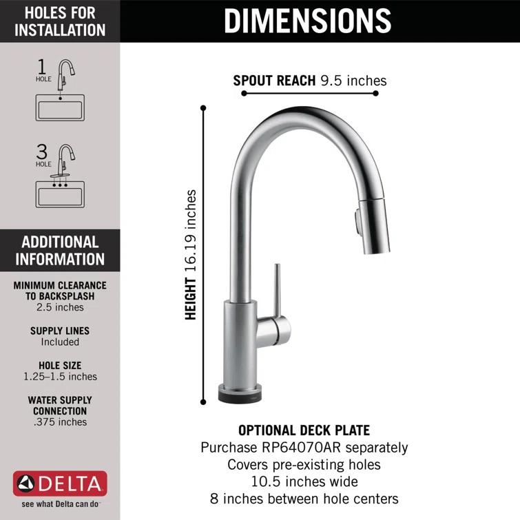 Trinsic Pull Down Sprayer Touch Kitchen Sink Faucet, Touch Control Kitchen Faucet