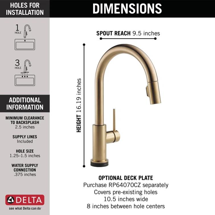 Trinsic Pull Down Sprayer Touch Kitchen Sink Faucet, Touch Control Kitchen Faucet