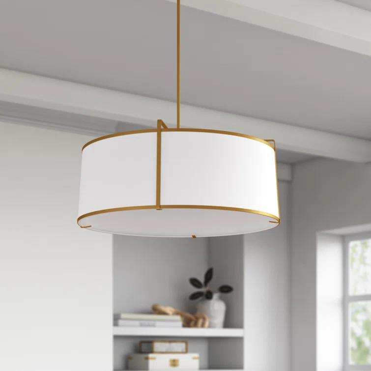 Trapezoid 4 Light Shaded Drum Chandelier