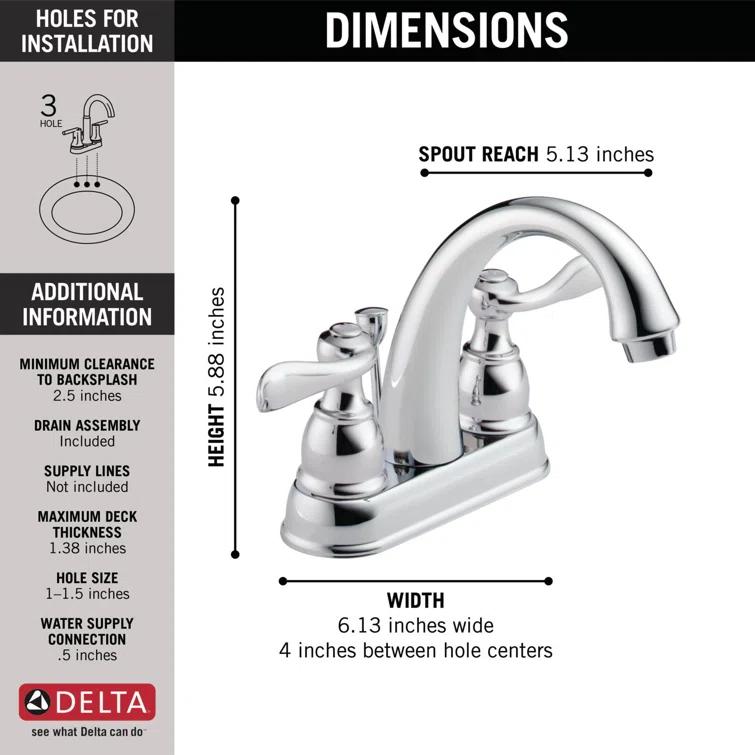 Windemere Centerset Bathroom Faucet with Drain Assembly, 2-handle Bathroom Sink Faucet