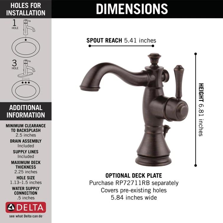 Cassidy™ Single Hole Bathroom Faucet with Drain Assembly