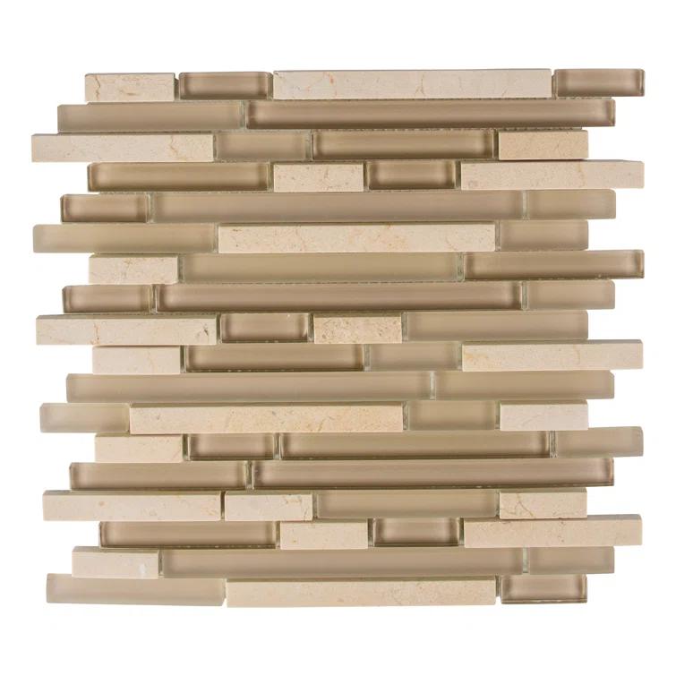 Andova Bravio Glass and Natural Stone Linear Mosaic Kitchen Backsplash, Bathroom, Shower, Pool, Wall and Floor Tile