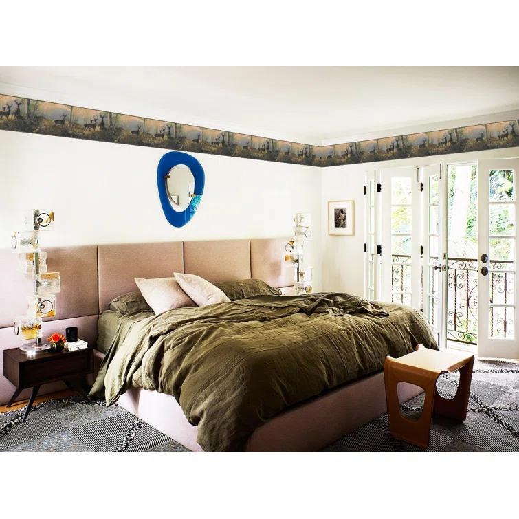 Chesapeake Storrie Green Deer Border Prepasted Non Woven Wallpaper, 6.5-in by 15-ft, 8.1 sq. ft.