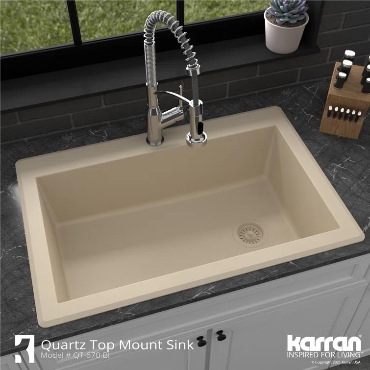 Karran Karran Drop-in Quartz Composite 33'' X 22'' 1-Hole Single Bowl Kitchen Sink QT-670-BI