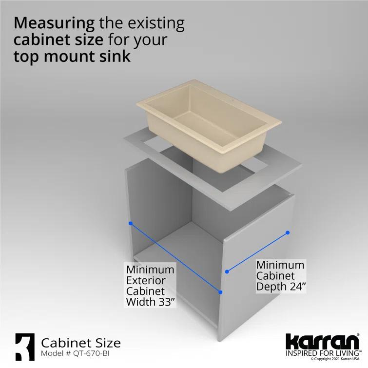 Karran Karran Drop-in Quartz Composite 33'' X 22'' 1-Hole Single Bowl Kitchen Sink QT-670-BI