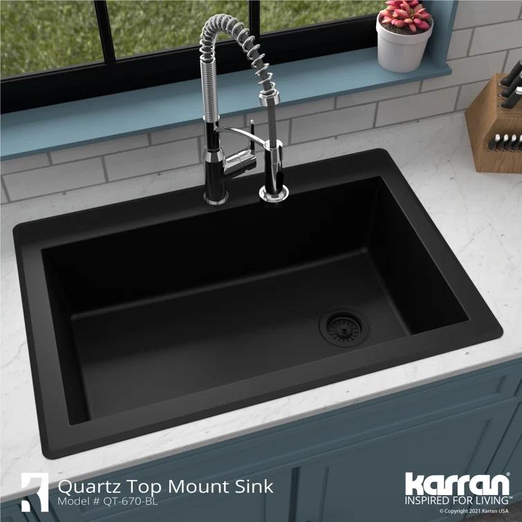 Karran Drop-in Quartz Composite 33'' X 22'' 1-Hole Single Bowl Kitchen Sink