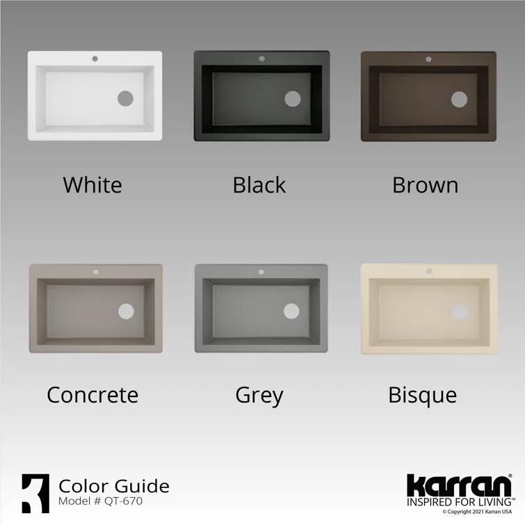 Karran Drop-in Quartz Composite 33'' X 22'' 1-Hole Single Bowl Kitchen Sink