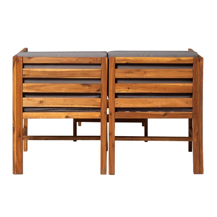 Red Barrel Studio® Acacia Patio Sofa with Cushions and Ottoman