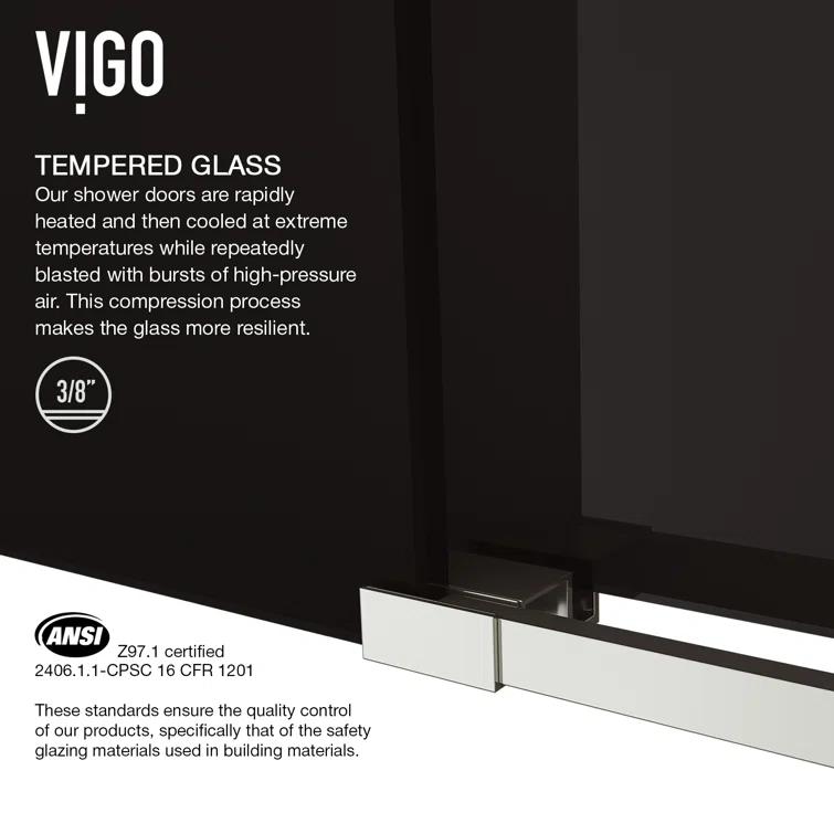 Elan 68-72" W x 74" H Sliding Frameless Shower Door with 3/8" Tinted Glass