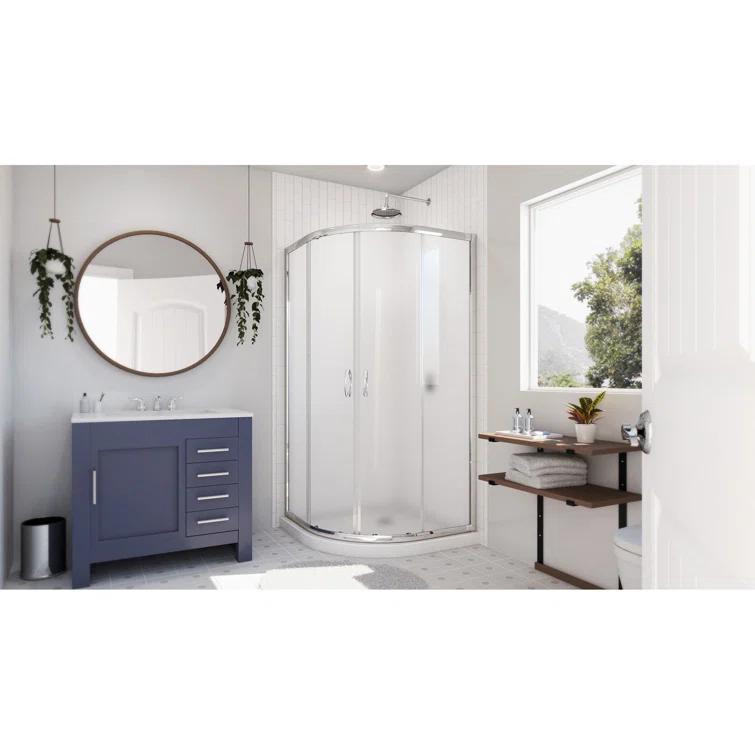 Prime 38" W x 38" D x 74.75" H Round Sliding Shower Enclosure with Base Included