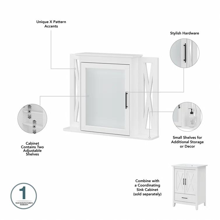32''W Surface Framed Medicine Cabinet with Mirror