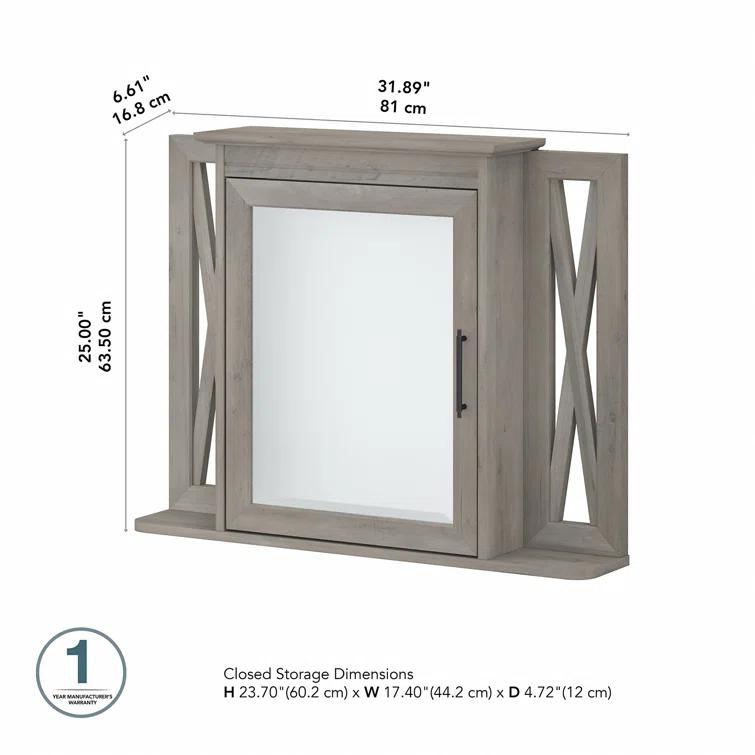 32''W Surface Framed Medicine Cabinet with Mirror