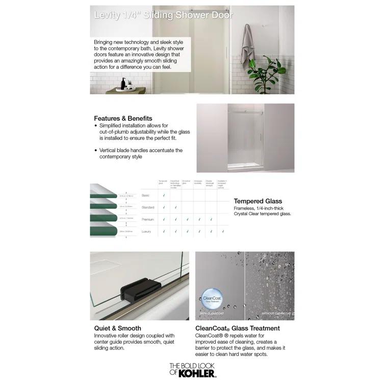 Levity 59.63" x 74" Bypass Shower Door with CleanCoat® Technology