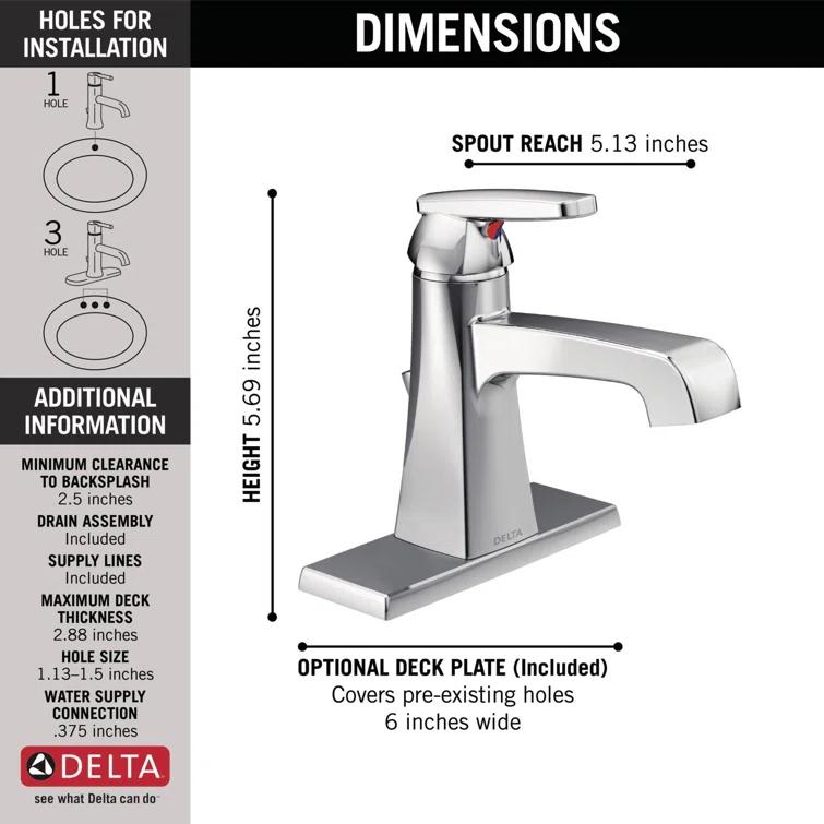 Ashlyn Single Hole Bathroom Faucet with Drain Assembly, Single Handle Bathroom Sink Faucet