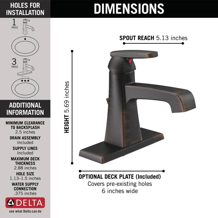 Ashlyn Single Hole Bathroom Faucet with Drain Assembly, Single Handle Bathroom Sink Faucet