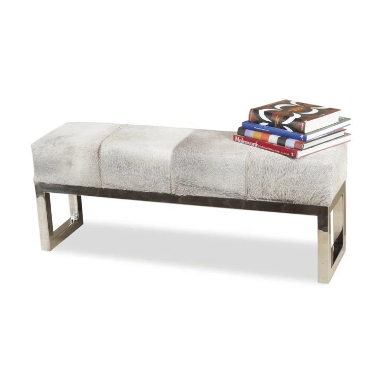 Interlude Moro Genuine Leather Upholstered Bench