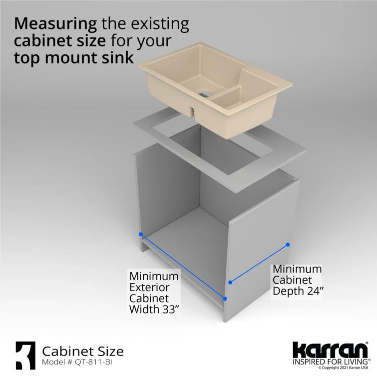 Karran Quartz 33'' X 22'' 60/40 Double Bowl Drop-in Kitchen Sink