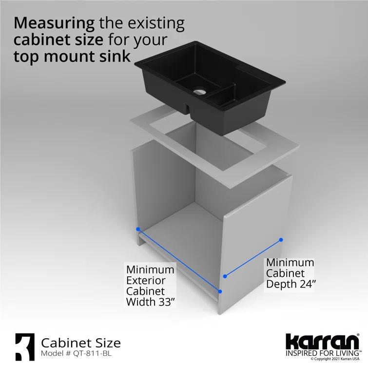 Karran Quartz 33'' X 22'' 60/40 Double Bowl Drop-in Kitchen Sink