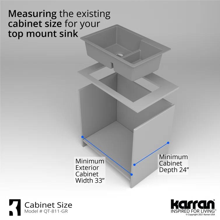 Karran Quartz 33'' X 22'' 60/40 Double Bowl Drop-in Kitchen Sink