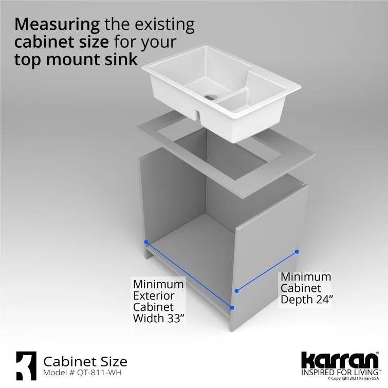Karran Quartz 33'' X 22'' 60/40 Double Bowl Drop-in Kitchen Sink