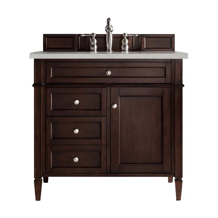 Burnished Mahogany Single Vanity with Satin Nickel Hardware