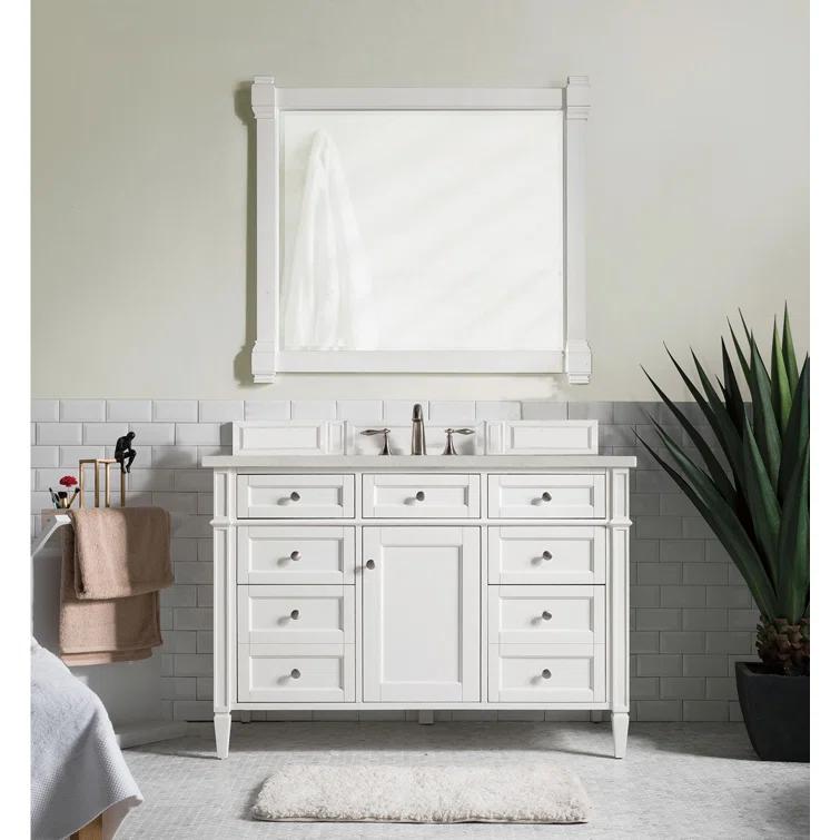 Bright White 47" Plywood Single Vanity with Satin Nickel Hardware