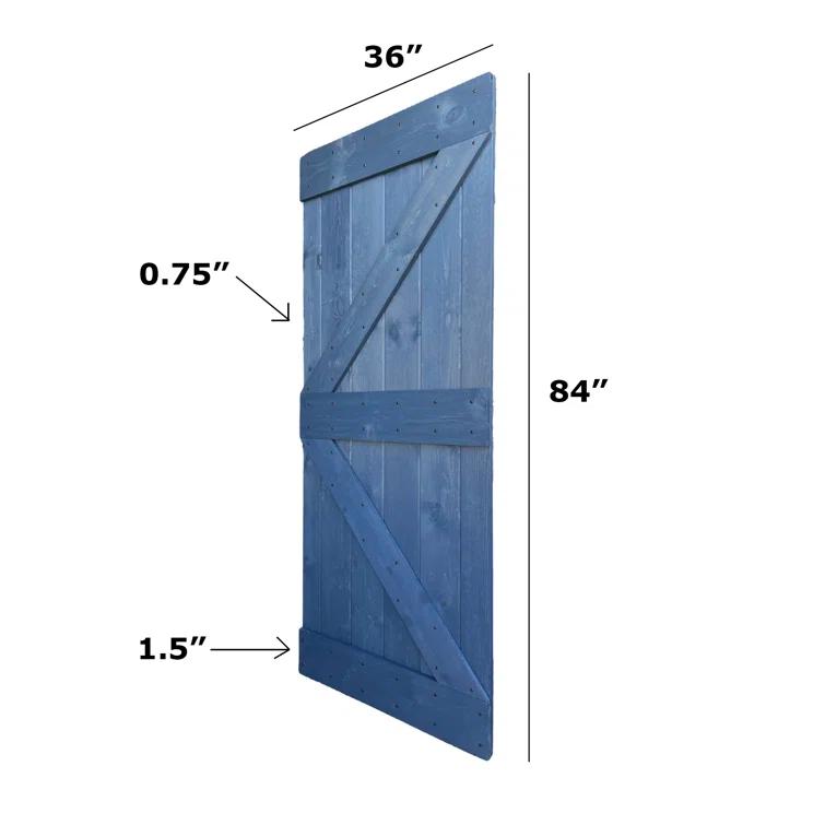 Paneled Wood and Metal K Series DIY Knotty Barn Door with Installation Hardware Kit
