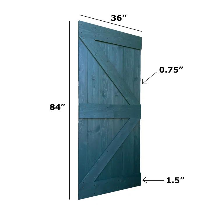 Paneled Wood and Metal K Series DIY Knotty Barn Door with Installation Hardware Kit