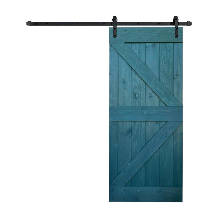 Paneled Wood and Metal K Series DIY Knotty Barn Door with Installation Hardware Kit