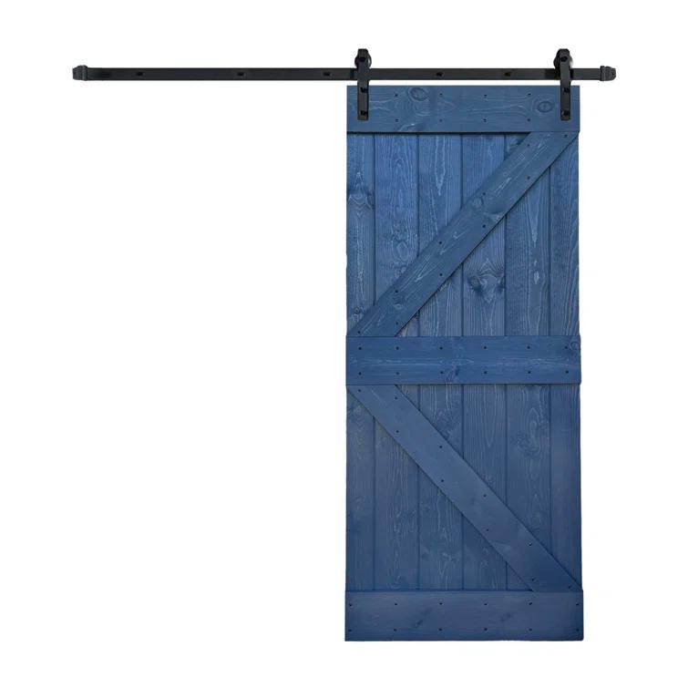 Paneled Wood and Metal K Series DIY Knotty Barn Door with Installation Hardware Kit