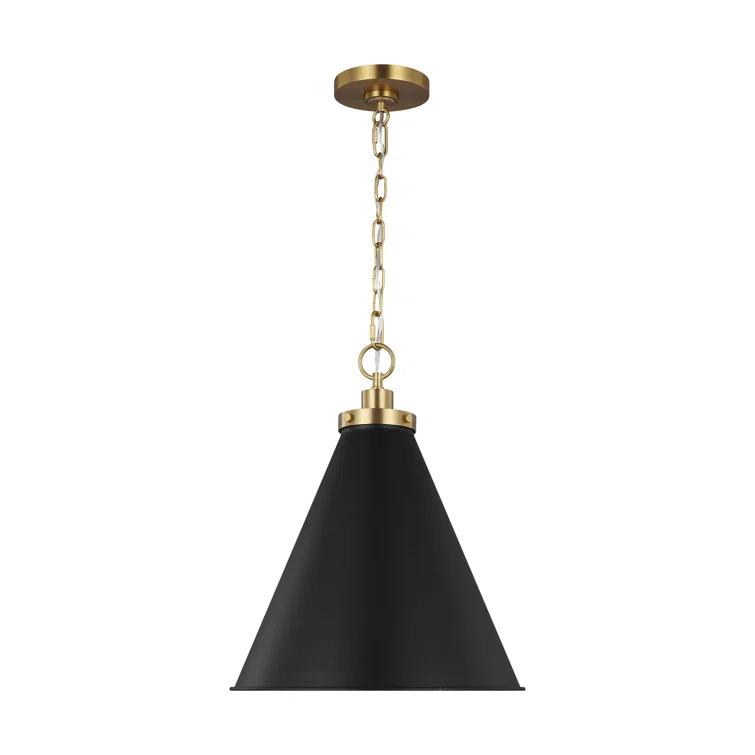Midnight Black and Brass Cone Pendant Light