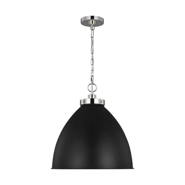 Midnight Black and Polished Nickel Indoor/Outdoor Dome Pendant