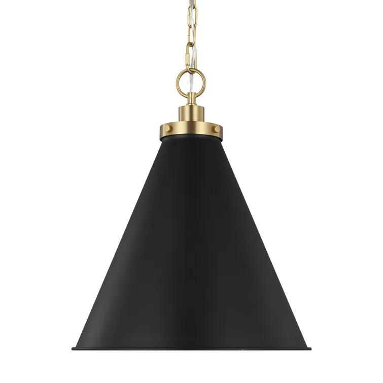Midnight Black and Brass Cone Pendant Light