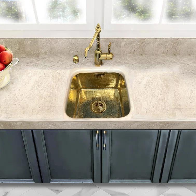 Brightwork 17" x 17" Hand-Hammered Dual Mount Kitchen/Bar Sink