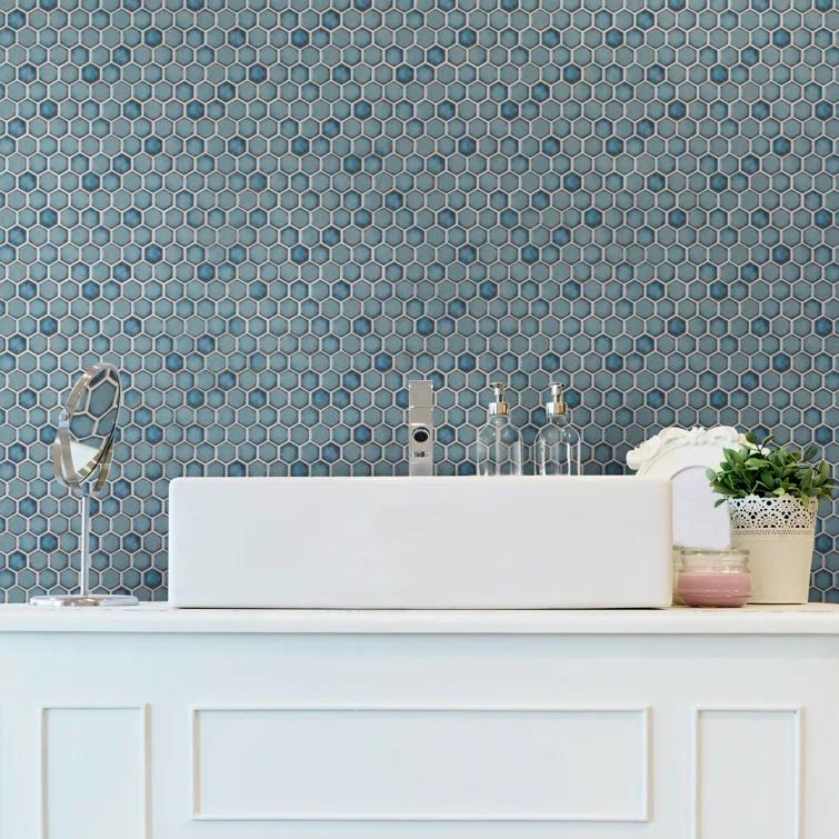 Hudson 1" Hex 11-7/8 " x 13-1/4 " Porcelain Mosaic Floor and Wall Tile